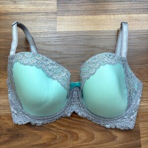 Victoria's Secret 32DDD Lace Rhinestone Dream Angels Lined Demi-Buste Double Bra